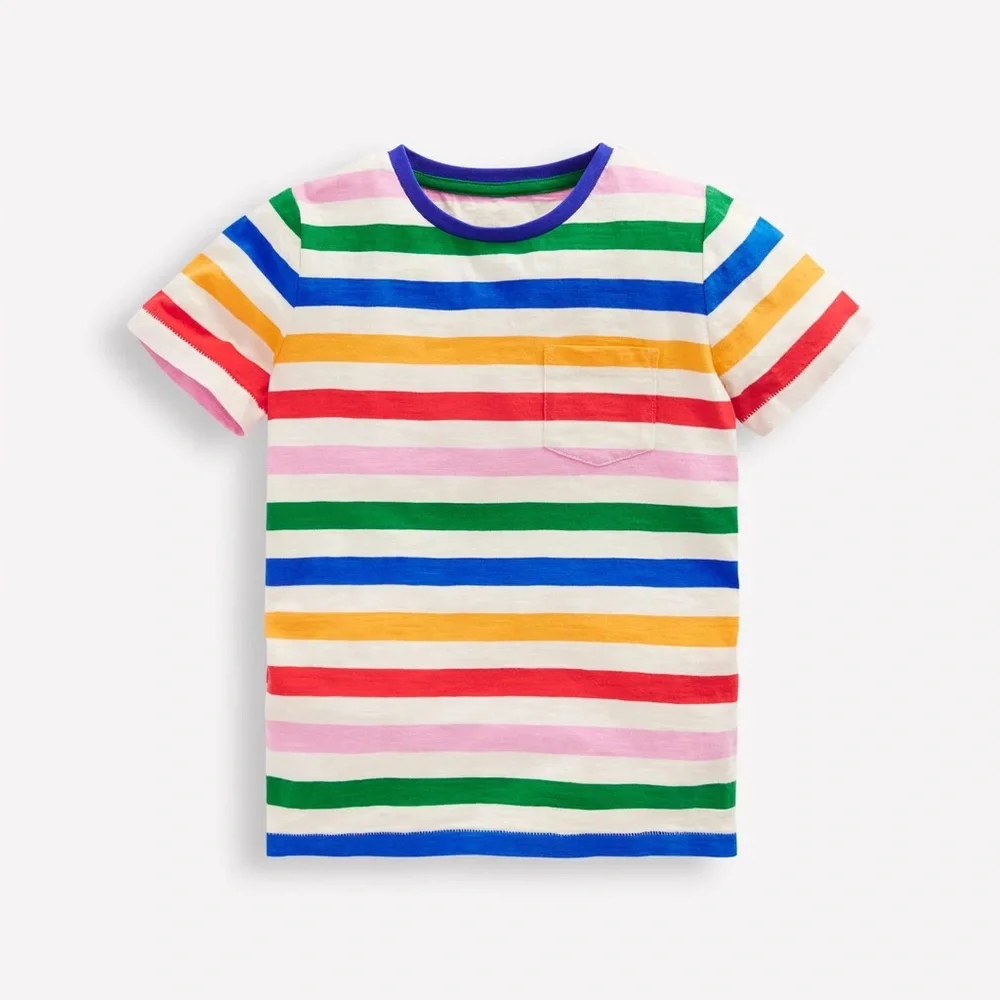 BODEN‎ Everyday Short Sleeve T-Shirt Striped Multi Color size 3-4Y New With Tags